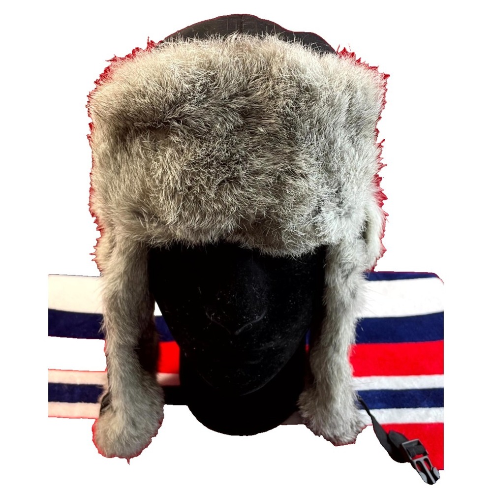 DPC Dorfman Pacific Russian Ushanka Trapper Hat Unisex Adult Black Faux Fur Trim